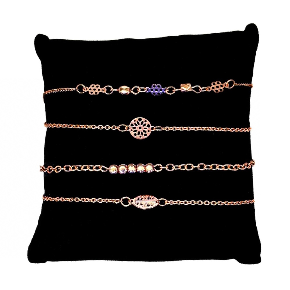 NEW - Arm Candy Trendy Elegant Stackable Rose Gold Bracelet Boho Chic 4PC Set